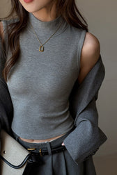 High Neck Brushed Tank Top