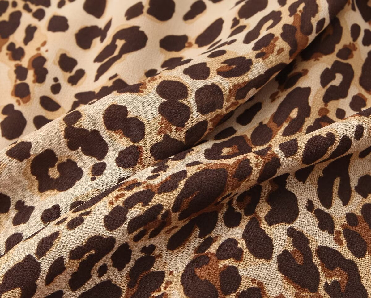 French Retro Flat Off Shoulder Sexy Leopard Print Mini Suspender A Line Short Dress