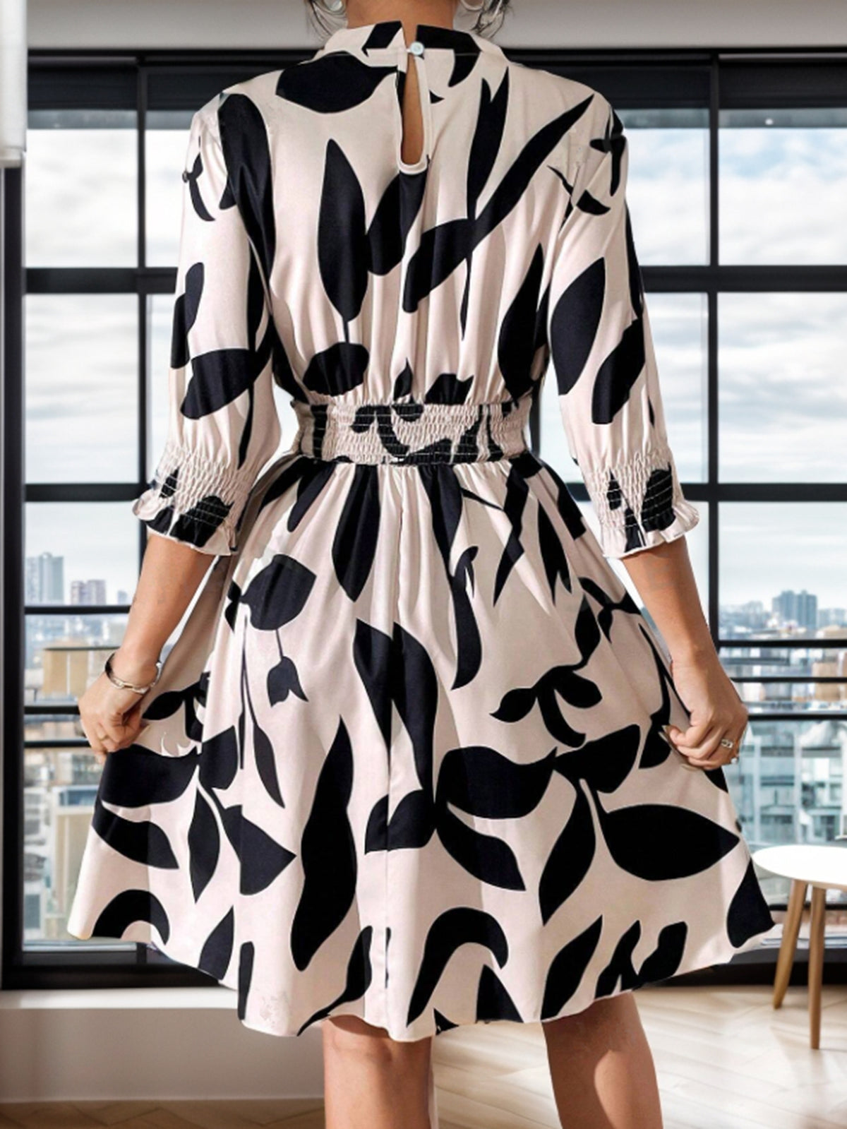 Women Summer Crew Neck Printed Elegant A Line Dress