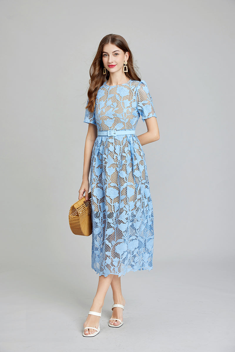 Solid Lace Daily Graceful A Line Maxi Dress