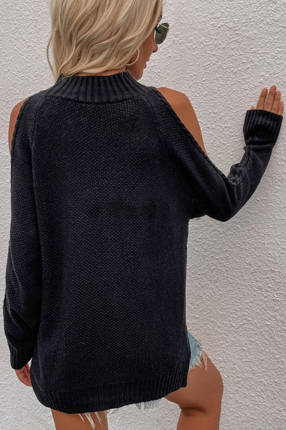 Solid Color Knitted Round Neck Twisted Sweater