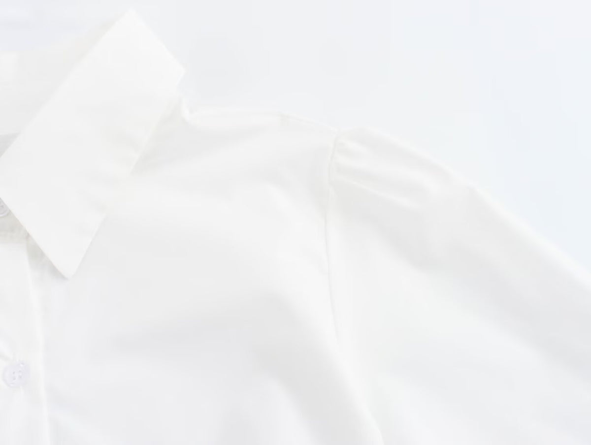 Collared Short Sleeve Belted Tie Waist Mini Shirt Dress 4