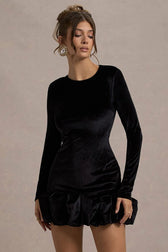Velvet Ruffle Hem Party Dress 8