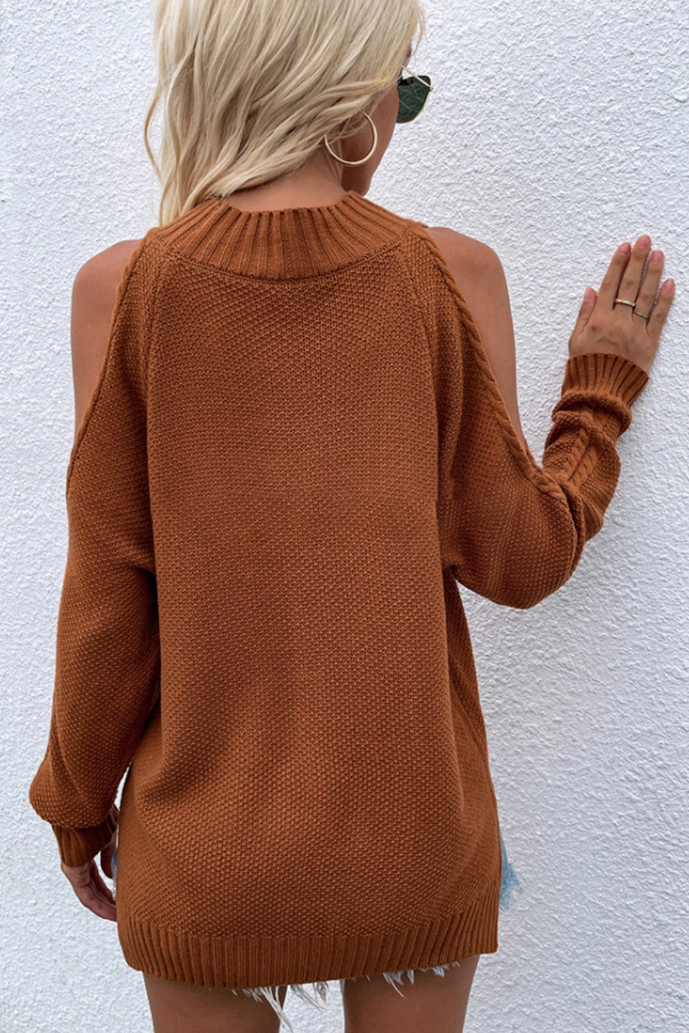 Solid Color Knitted Round Neck Twisted Sweater