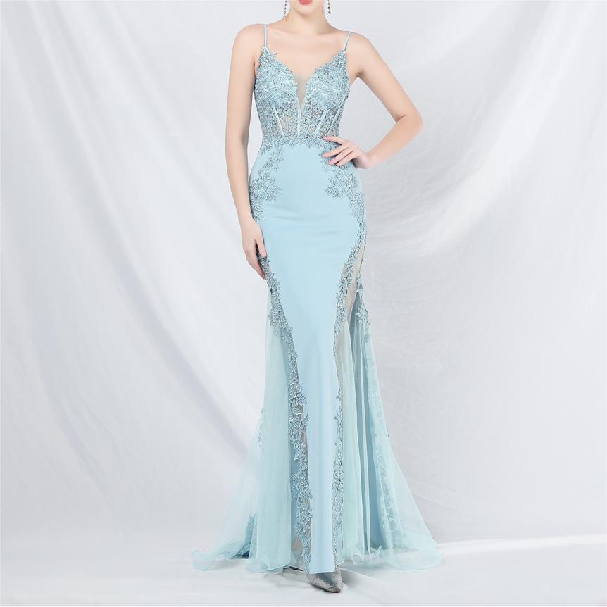 Lace Rhinestone Boning Corset Vest Tight Waist Low Cut Off The Shoulder High End Small Trailing Evening Dress