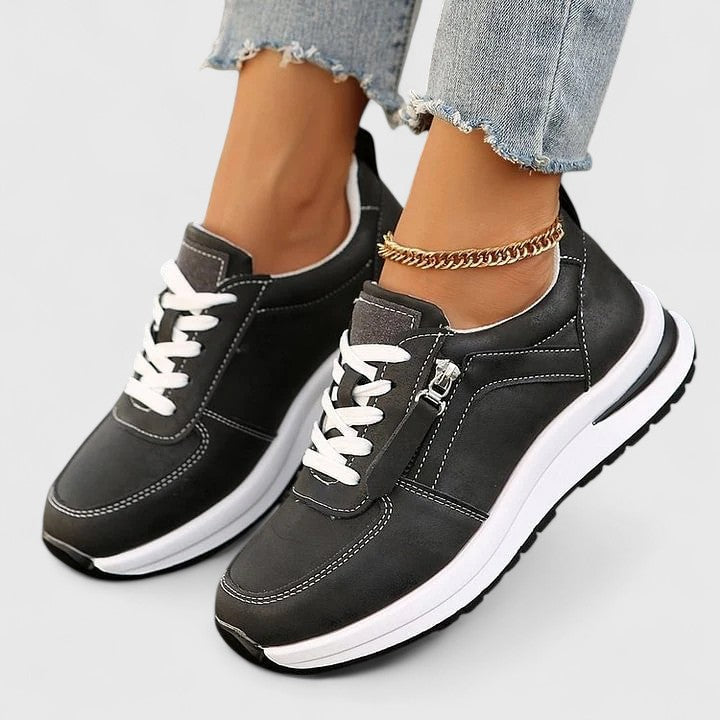 Lace Up Side Zip Glitter Platform Sneakers