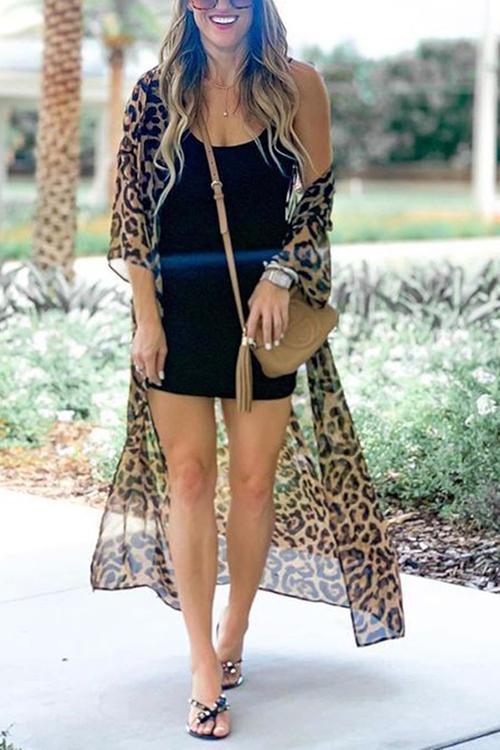 Leopard Print Long Sleeve Cardigan