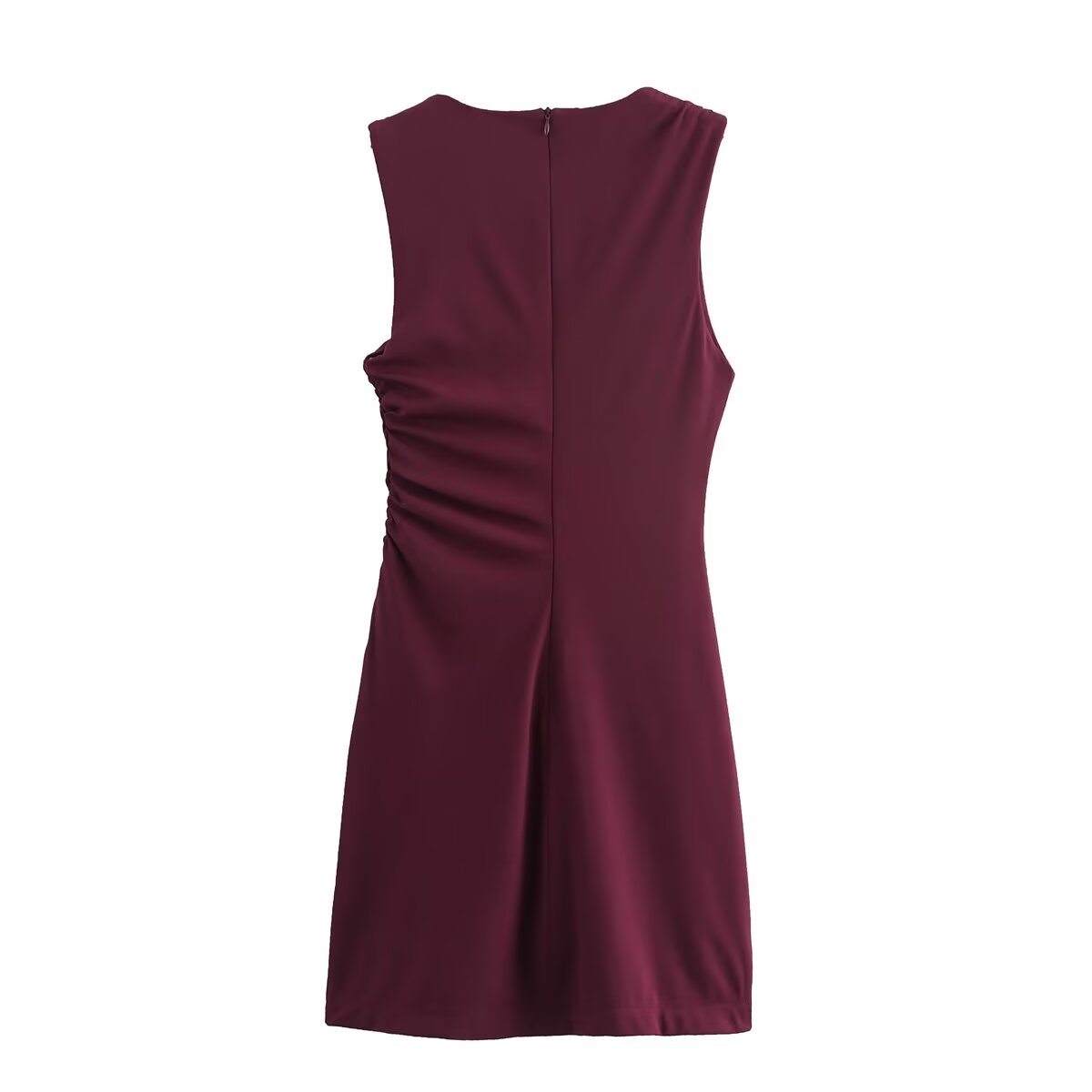Crew Neck Sleeveless Side Ruched Bodycon Mini Dress 2