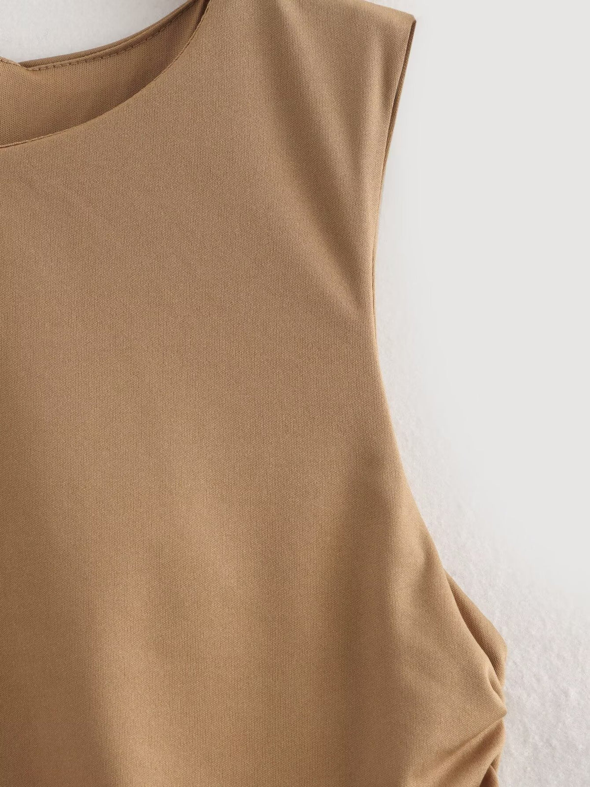 Crew Neck Sleeveless Side Ruched Bodycon Mini Dress 8