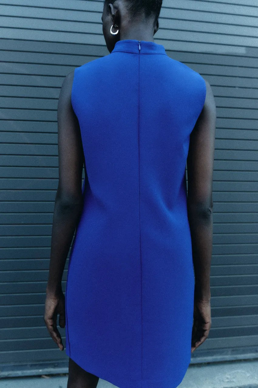 Mock Neck Sleeveless Straight Shift Mini Dress 2