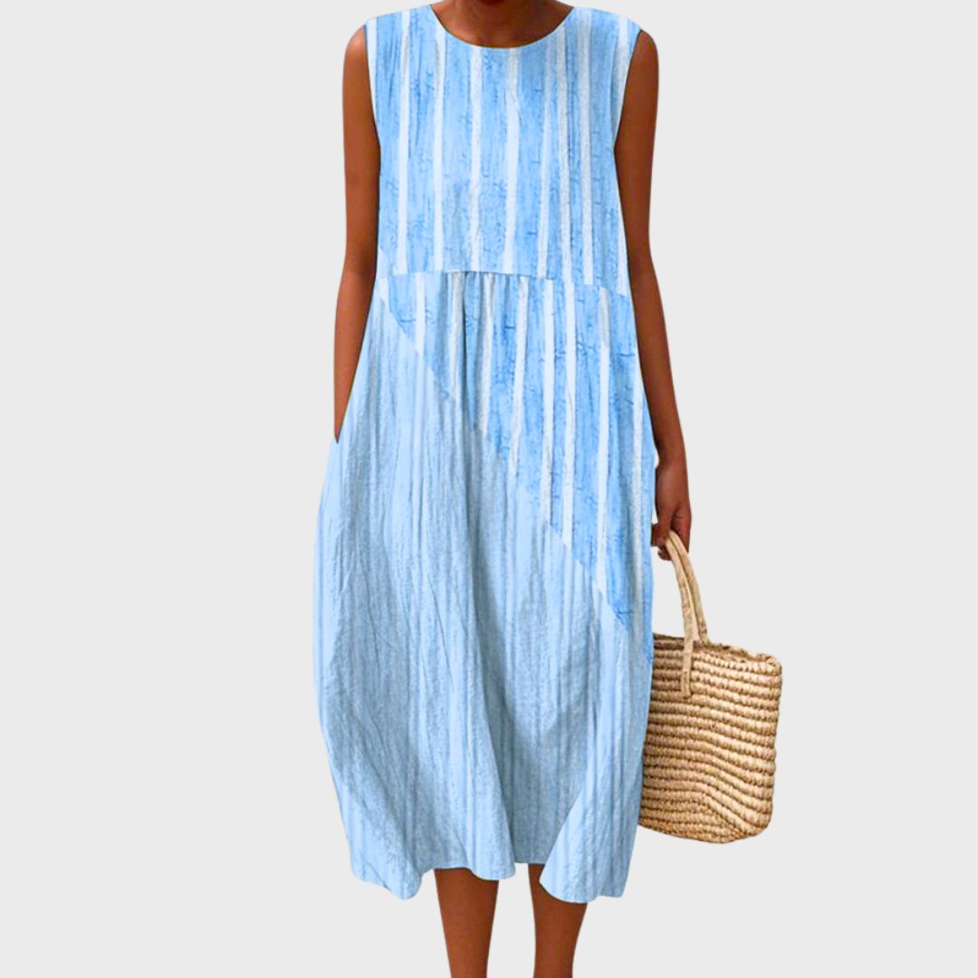 Plaid Sleeveless Tiered Linen Look Midi Dress 4