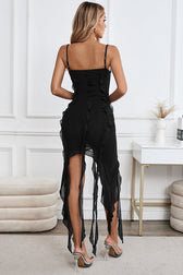 Spaghetti Strap Ruffle Asymmetric Bodycon Mini Dress 6