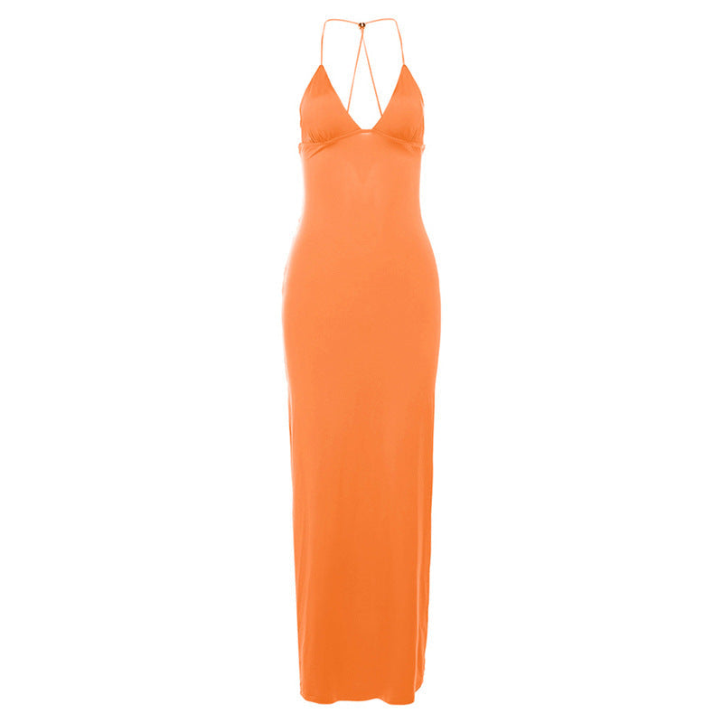 Butterfly applique backless v neck maxi dress 14