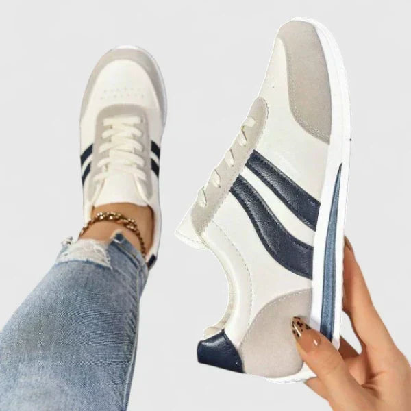 Lace Up Suede Panel Side Stripe Sneakers