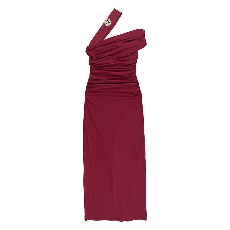 Horres Midi Dress-Maroon