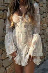 Days of Beauty Lace Long Sleeve Mini Dress - 3 Colors - View 4
