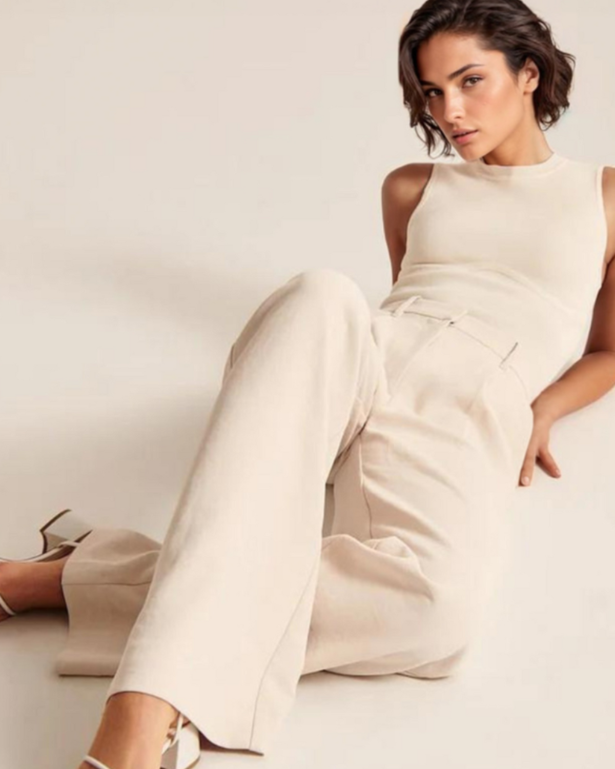 High Waist Pleated Wide Leg Trousers