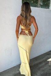 Crochet Knit Halter Neck Cut Out Maxi Dress 2
