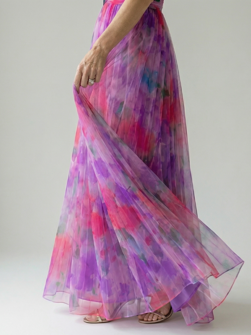 Floral V-Neck Spaghetti Strap Wrap Maxi Dress