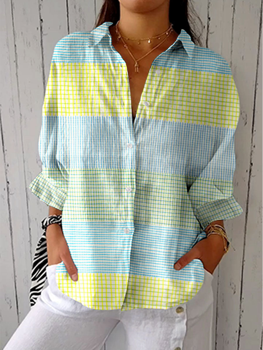 Striped Button Front Long Sleeve Shirt