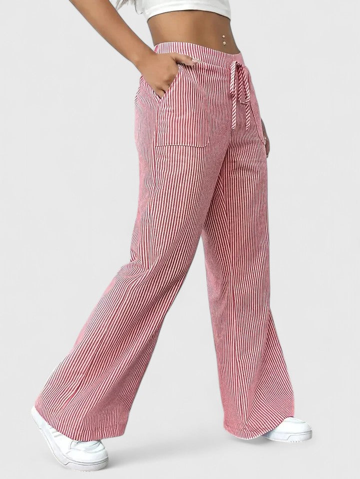High Waist Striped Wide Leg Pants
