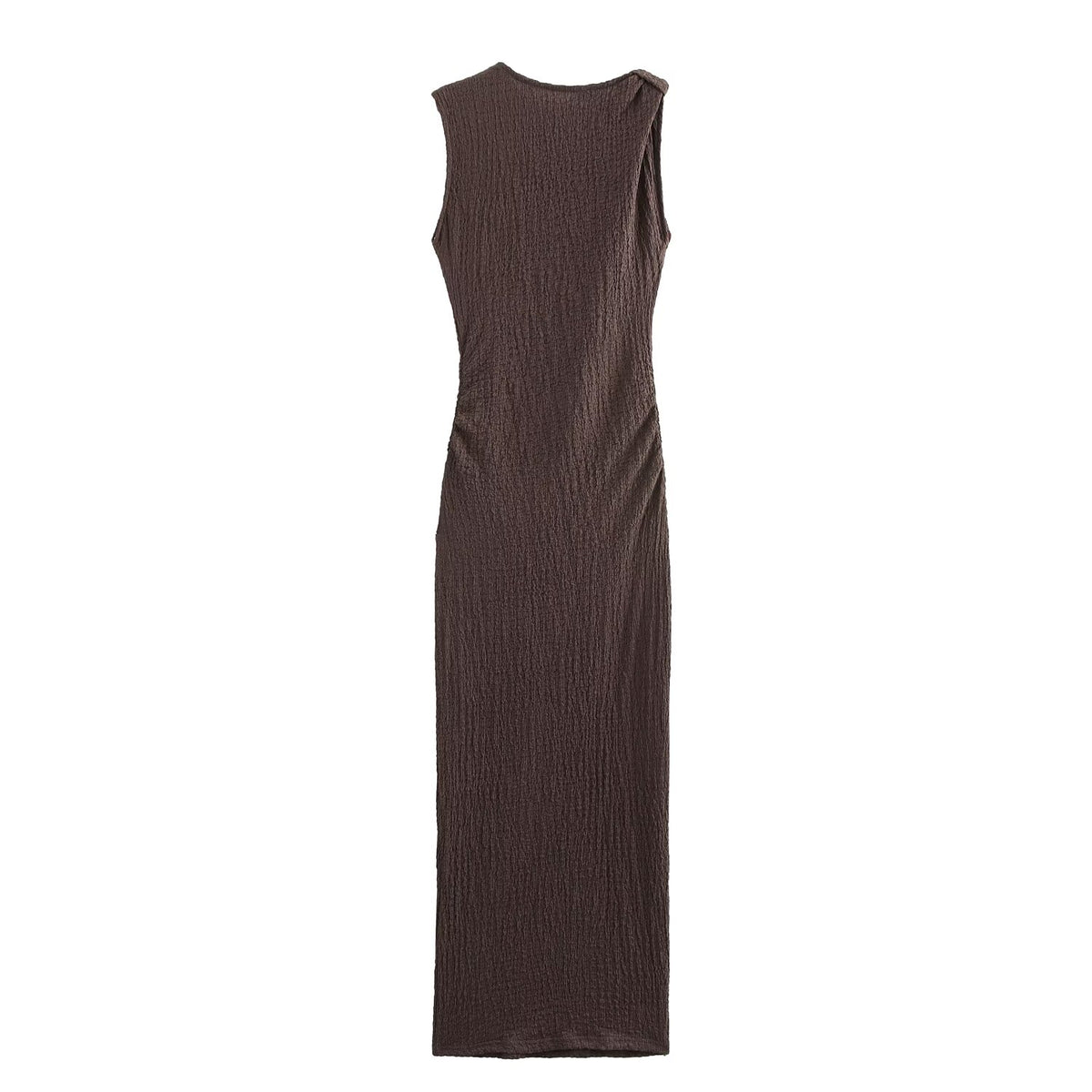 Autumn Bow Tie Textured Maxi Dress Women Clothing