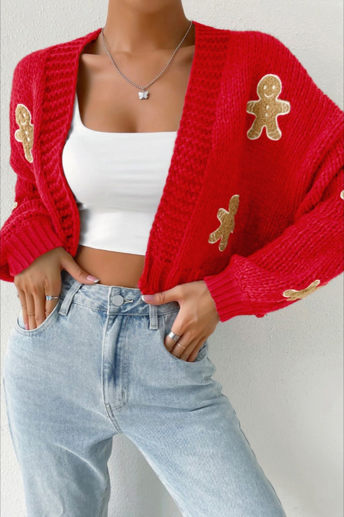 Cute Gingerbread Crop Sweater