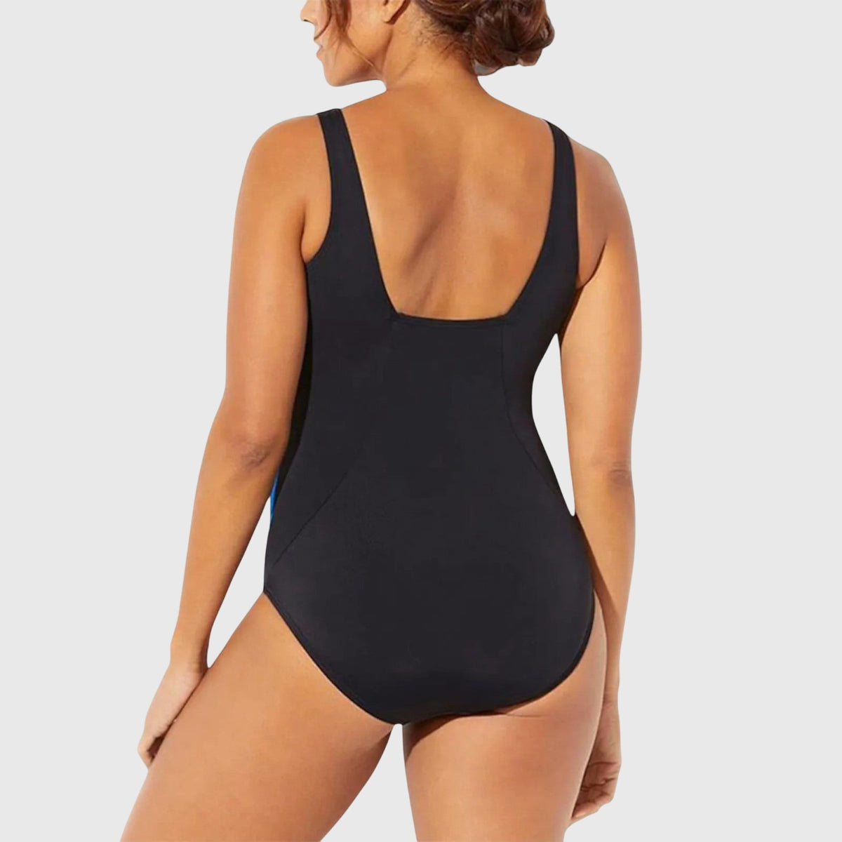 Square Neck Brushstroke Print One Piece Swimsuit