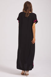 Embroidered V-Neck Short Sleeve Kaftan Maxi Dress 28