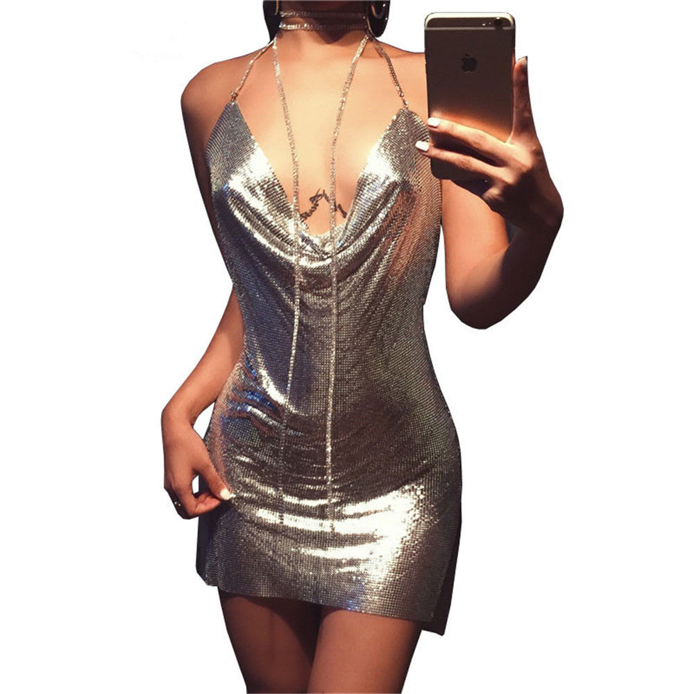 Monte Carlo Chainmail Mini Dress - Silver