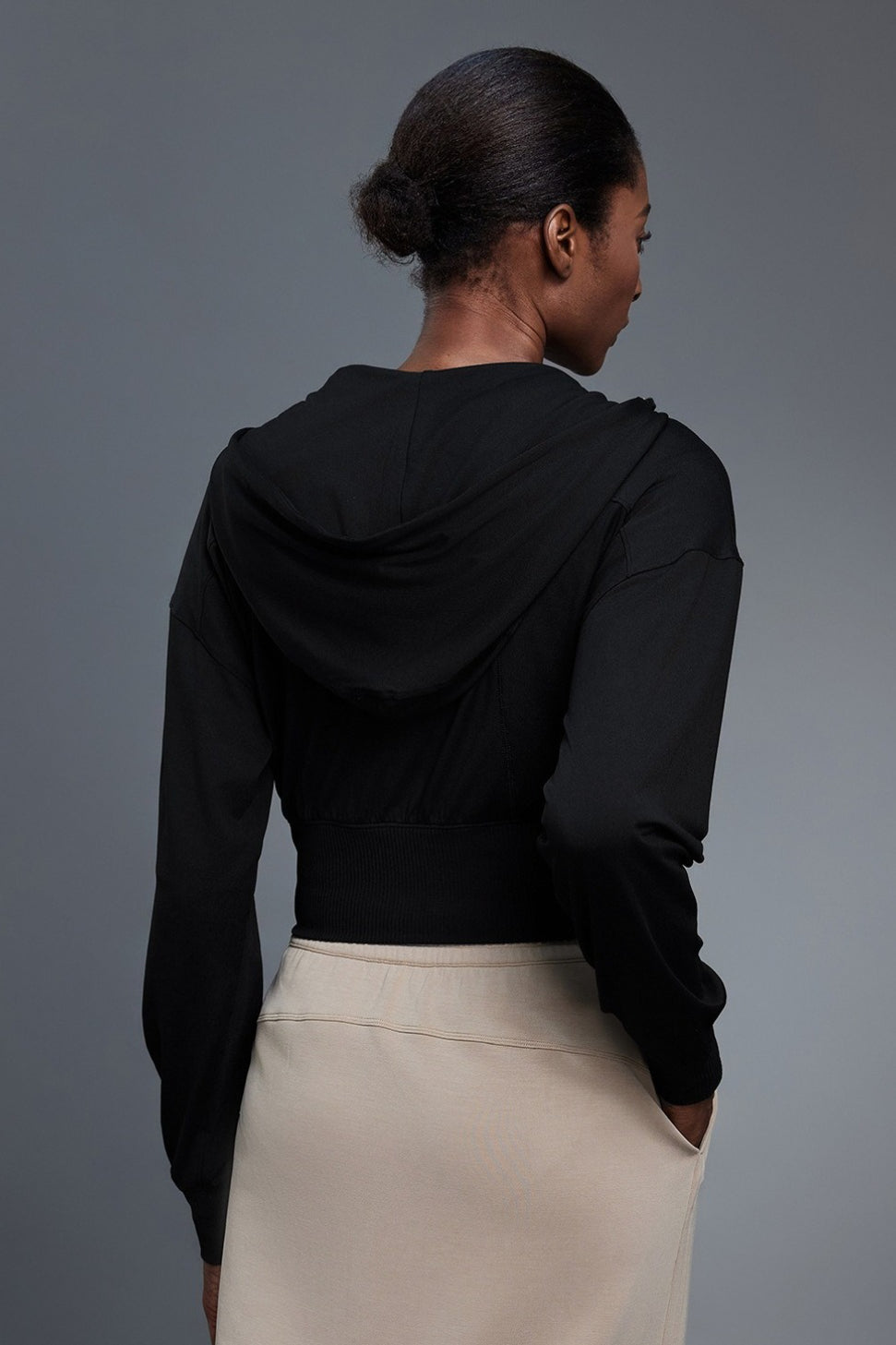Cropped Waist Tie Active Zip Hoodie
