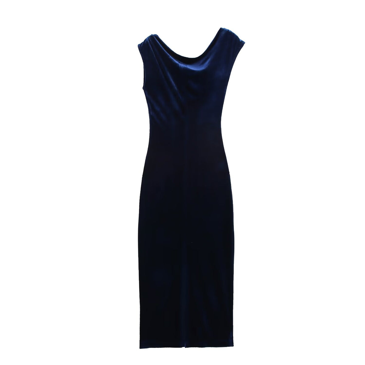 Velvet Cowl Neck Cap Sleeve Bodycon Midi Dress 2