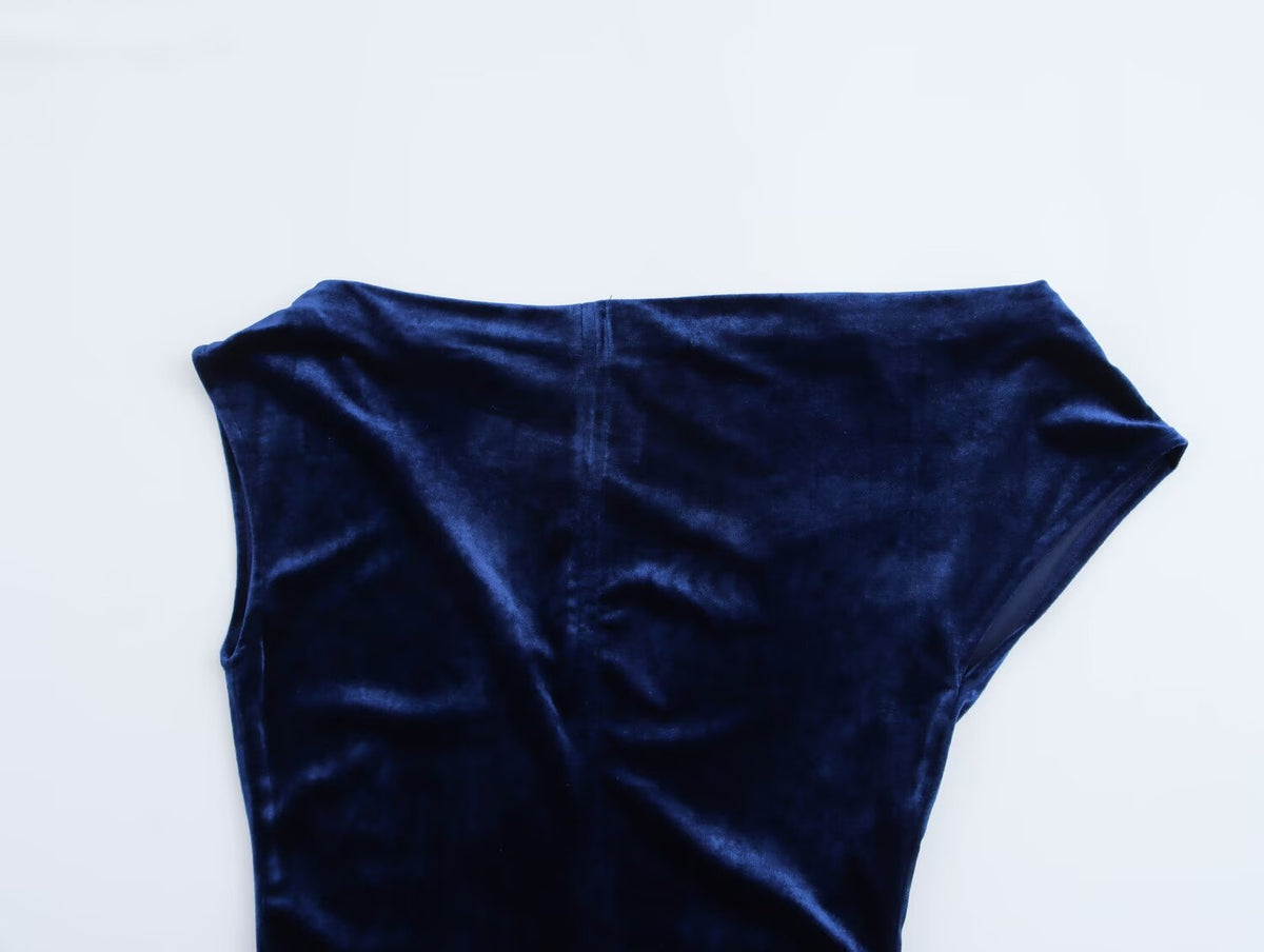 Velvet Cowl Neck Cap Sleeve Bodycon Midi Dress 9