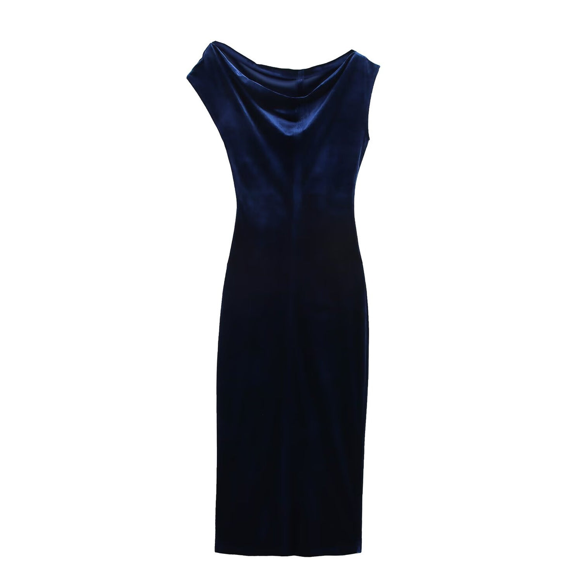 Velvet Cowl Neck Cap Sleeve Bodycon Midi Dress 10