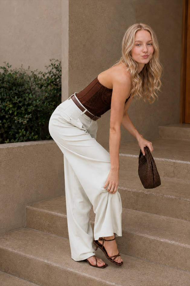 High Waist Fluid Long Straight Pants