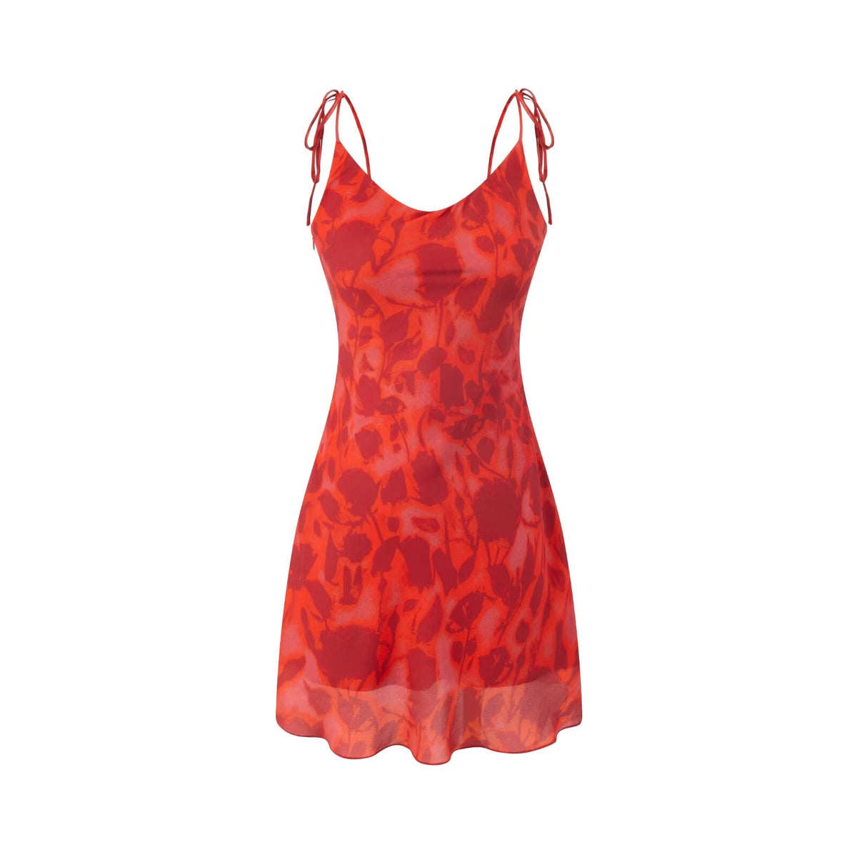 Floral Print Scoop Neck Spaghetti Strap Shift Mini Slip Dress 2