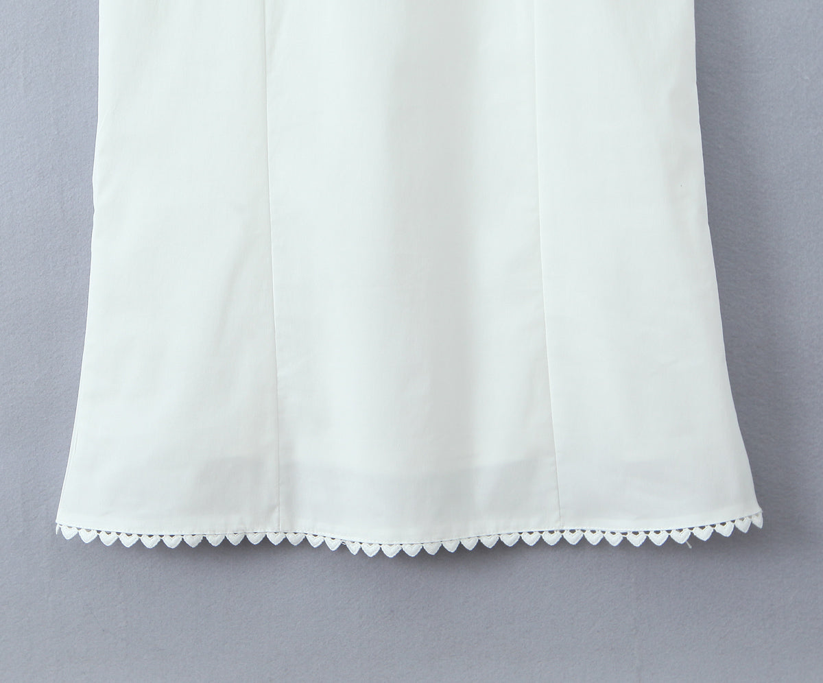 Sweetheart Picot Trim Tie Front Sleeveless Mermaid Midi Dress 7