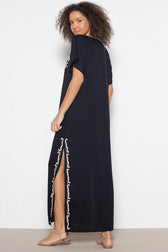 Embroidered V-Neck Short Sleeve Kaftan Maxi Dress 7