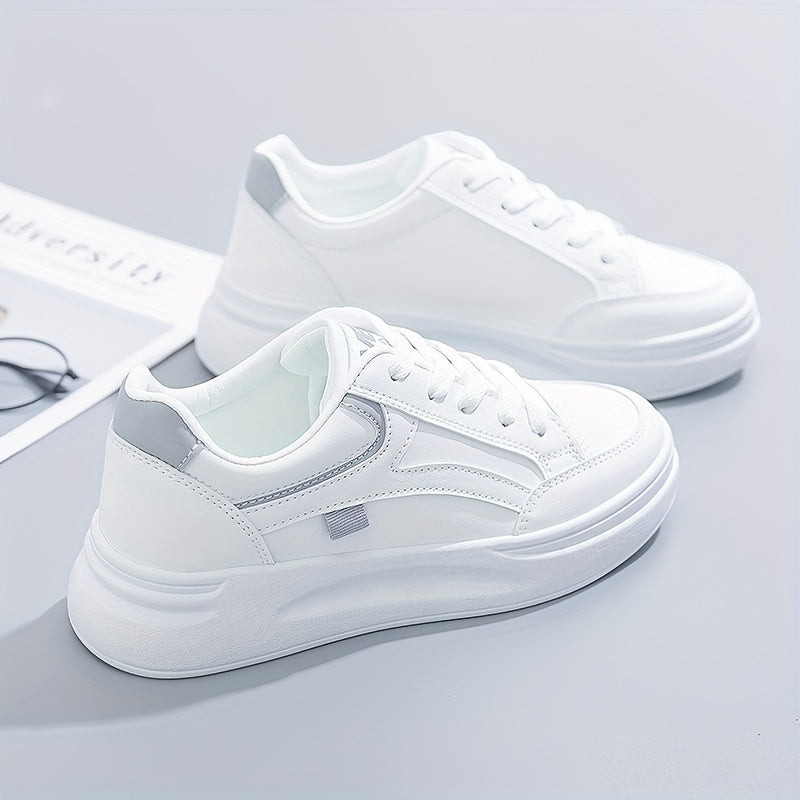 Lace Up Round Toe Low Top Platform Sneakers