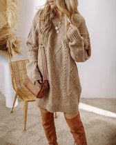 Long Sleeve Cable Knit Sweater Mini Dress 5