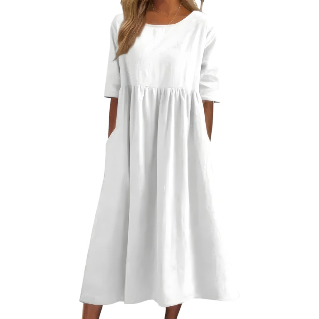 Rica – Flattering Dress for Everyday Wear White
