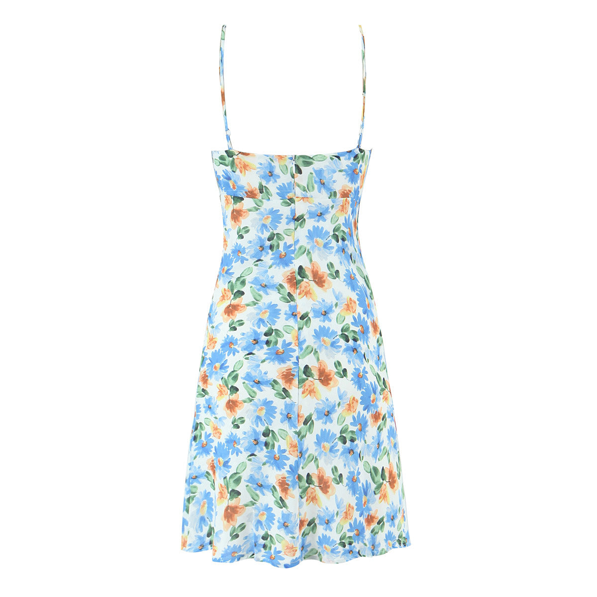 Floral Print Tie Front Spaghetti Strap V-Neck Mini Slip Dress 3