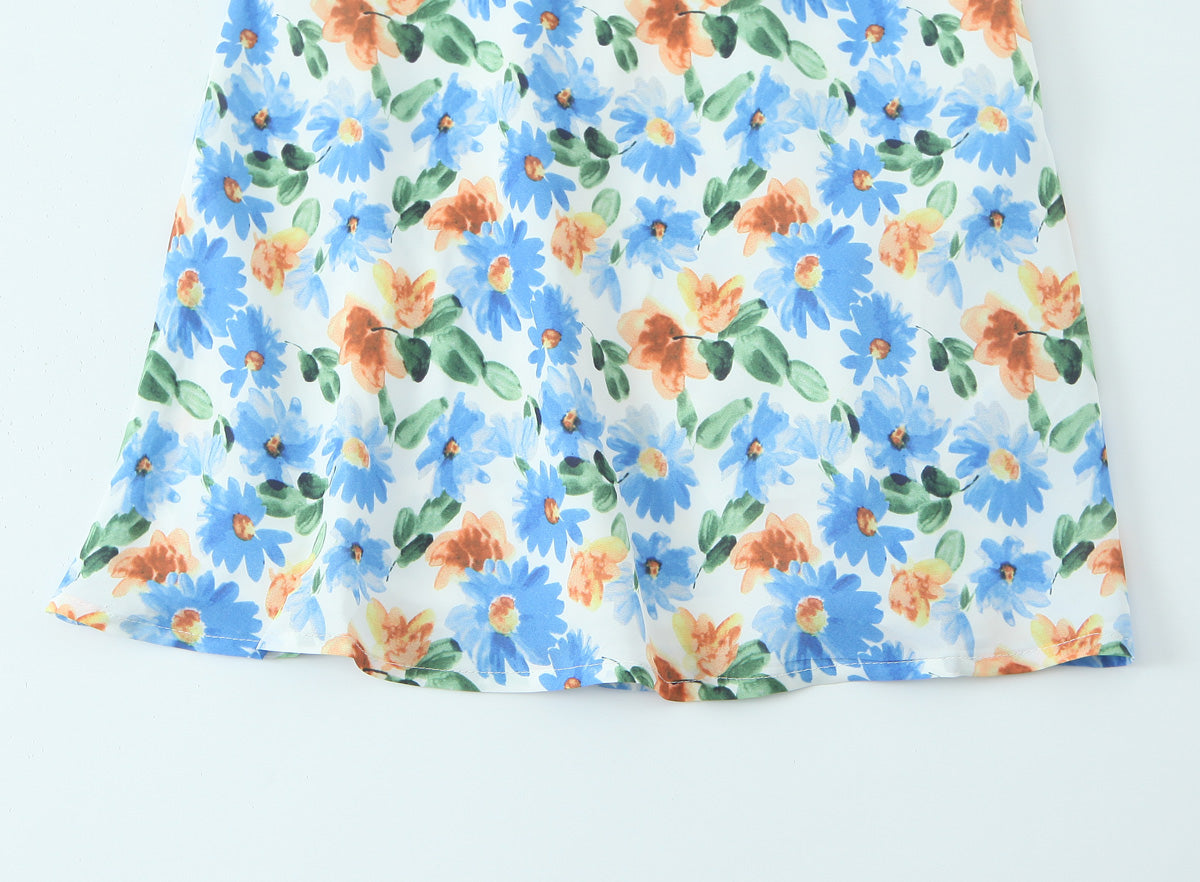 Floral Print Tie Front Spaghetti Strap V-Neck Mini Slip Dress 7