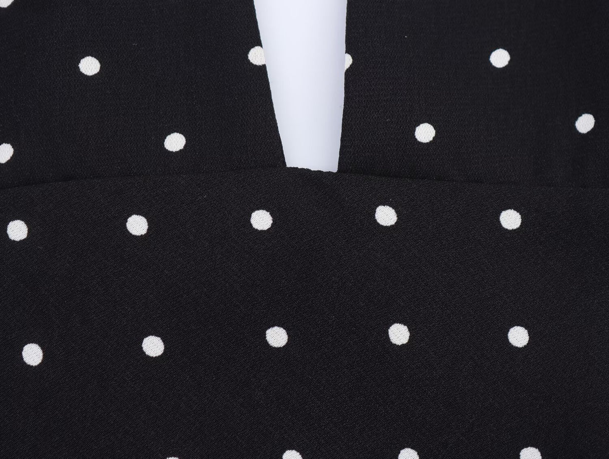 Polka Dot Halter Neck Deep V-Neck Sleeveless A-Line Midi Dress 6