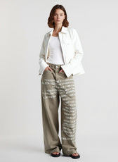Vintage Washed Letter Print Wide Leg Slim Floor Length Jeans