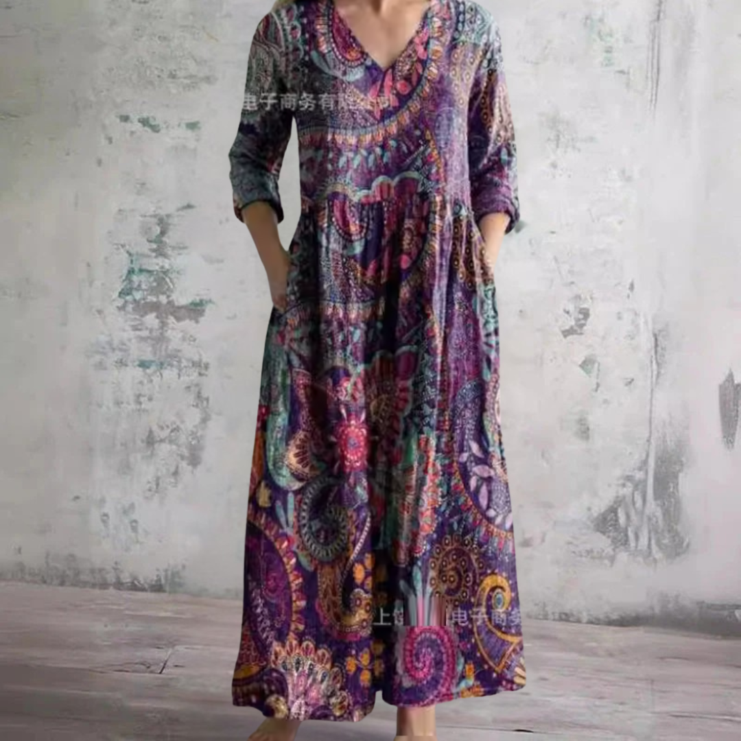 Ditsy Floral Wrap V-Neck Short Sleeve Midi Dress