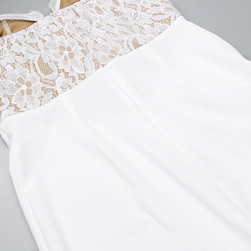 Fringila Asymmetric Dress - White