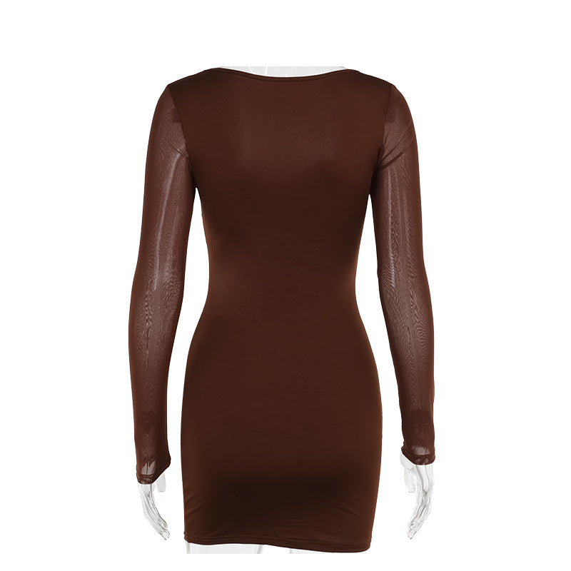 Connie Mini Dress-Brown