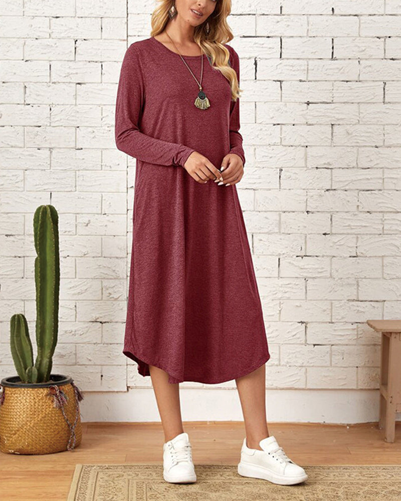 Mies Autumn and Long Sleeve, Loosely Curved Dress for Women