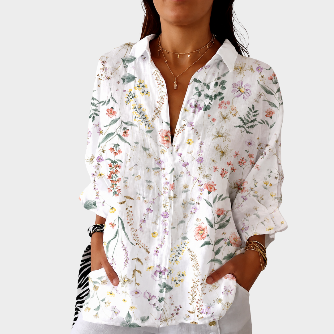 Floral Print Long Sleeve Button Front Shirt